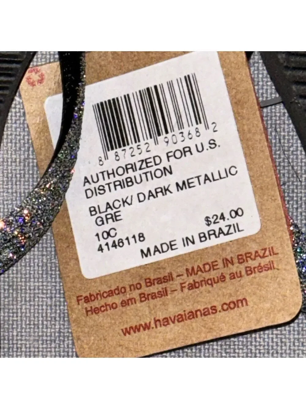 Havaianas Black Glitter Flip Flops